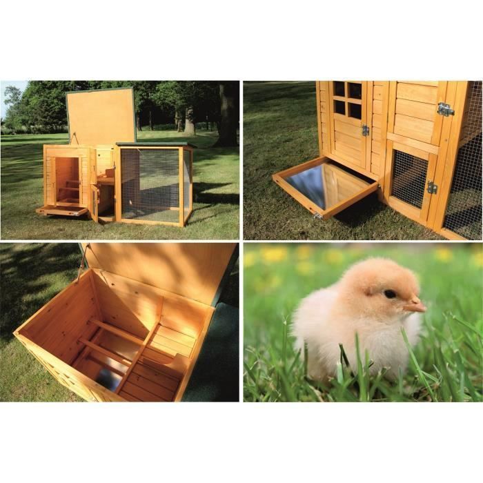 Pollaio in legno per giardino - FLEXI - Modello 149 - 2 posatoi - Nido - 215×70×65cm