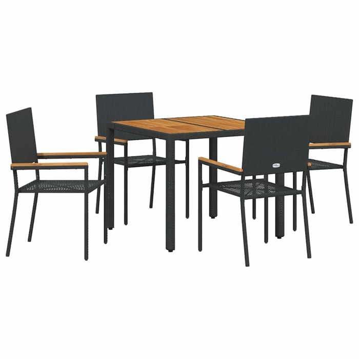 STAR SALE® Gartenmöbel-Set (5-teilig) – UV-beständig – Schwarzes Polyrattan 90 x 90 x 75 cm T82