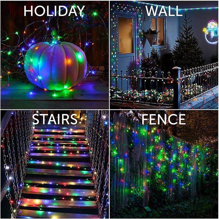 Outdoor solar string lights, 32m, 300 LEDs, waterproof, 8 modes, for patio, garden, party, wedding, colorful light