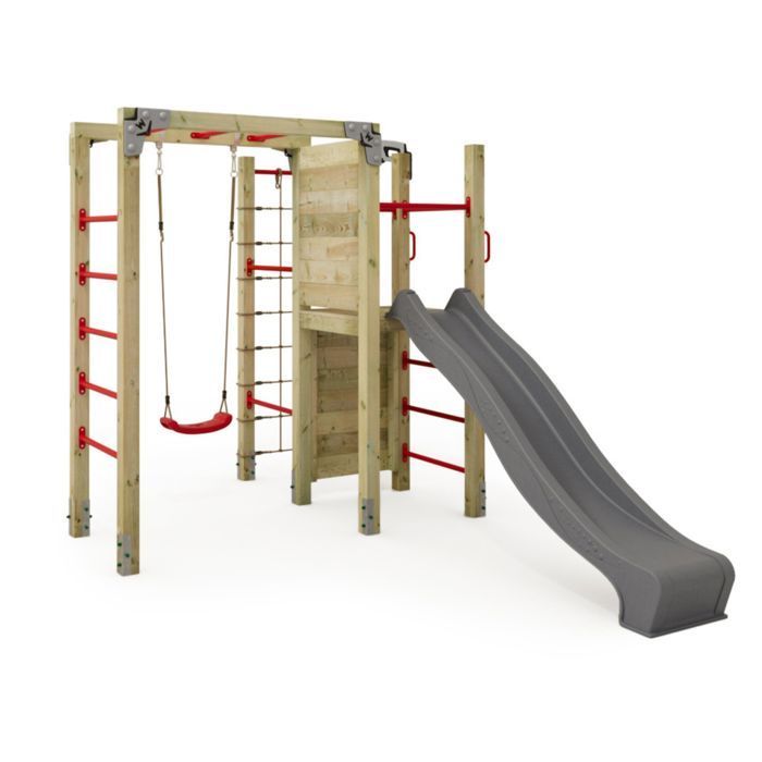 WICKEY FIT Cross 872 Área de juegos y estación de fitness: tobogán de 220 cm, columpio y barra de dominadas. 5 años de garantía*.