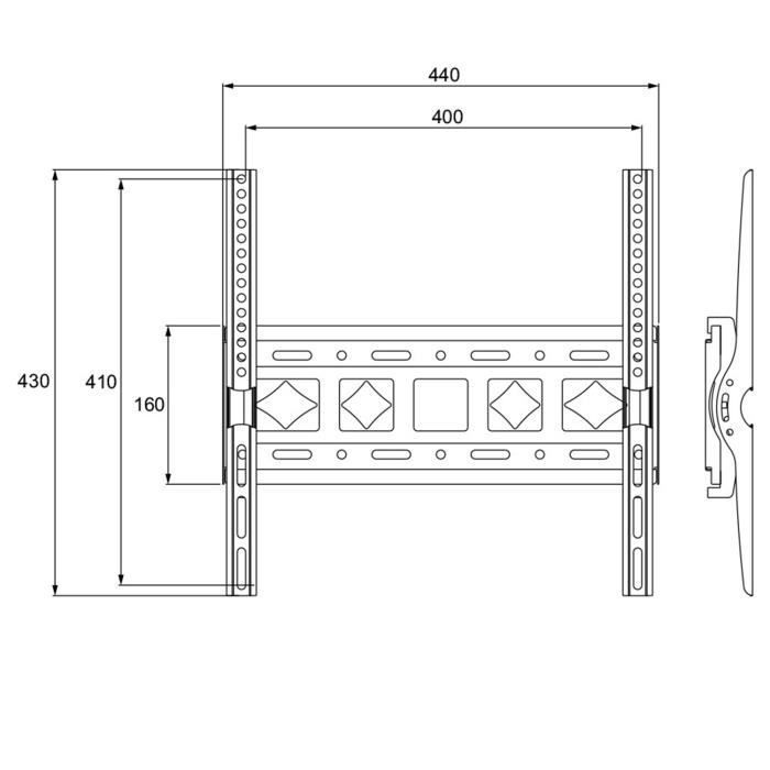 Suporte de parede para TV KINGCENTON - C43 - Inclinação de 15 graus - Para telas de 26 a 65 polegadas - Capacidade máxima de 60 kg - Com nível de bolha - Preto