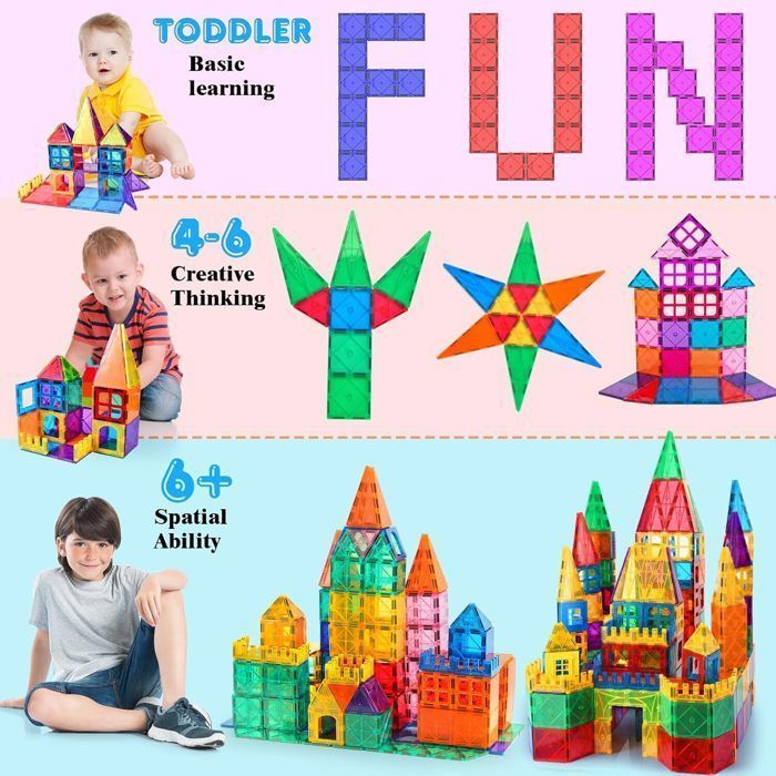 Set de construcción magnético de 100 piezas para niños - Bloques de construcción magnéticos educativos - Set de regalo - Juguete rompecabezas para niños de 3 a 9 años