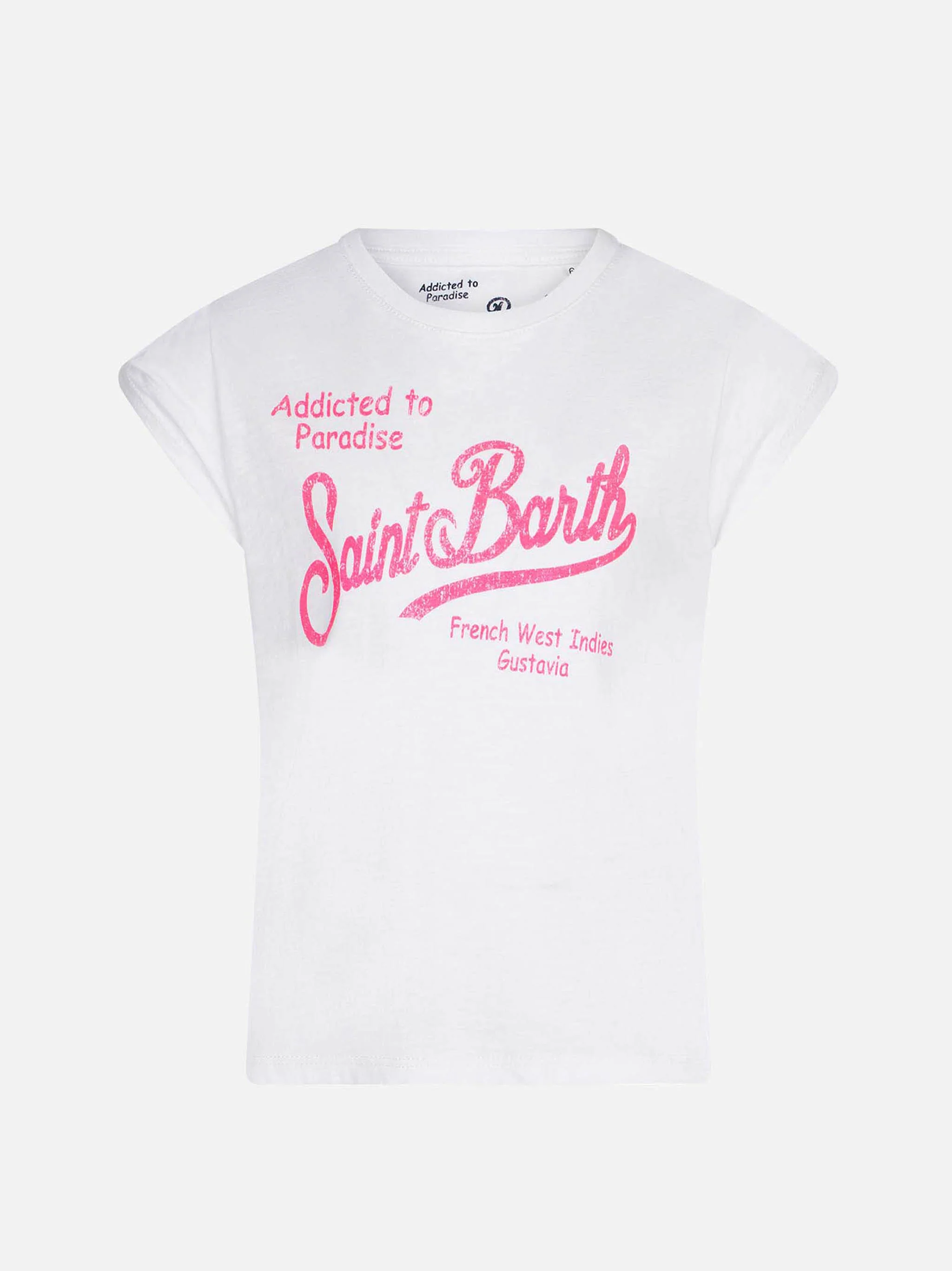 Katoenen T-shirt voor meisjes met Saint Barth-print.