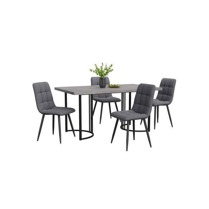 Conjunto de jantar (5 peças), mesa de jantar com 4 cadeiras, conjunto de mesa de cozinha moderna, mesa de cozinha 140 × 80 cm