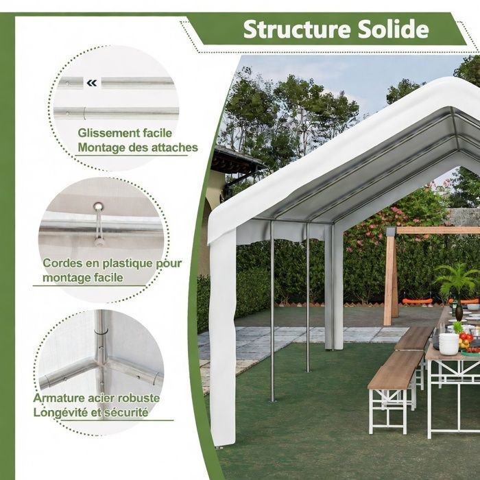 Garaje plegable para coche de 4x6 m con doble puerta, techo y paredes desmontables, reforzado e impermeable - 4x6 m