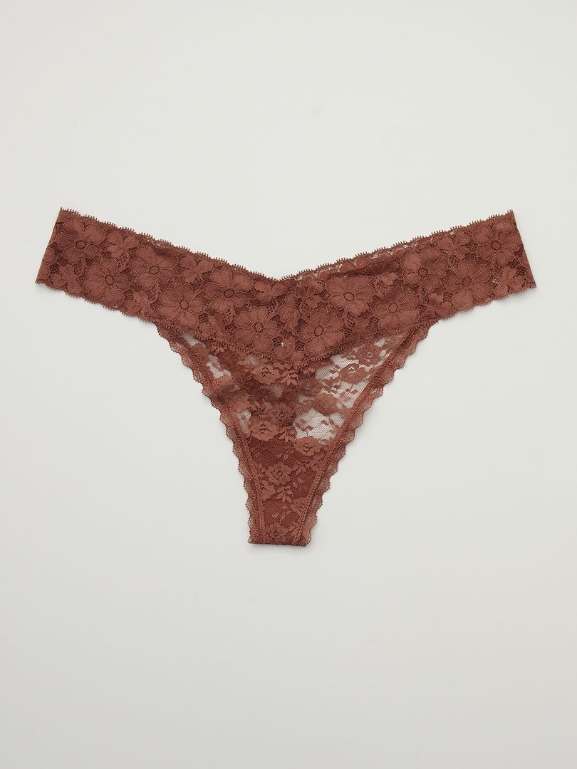 Conjunto de 3 calcinhas fio dental de renda - ROSA