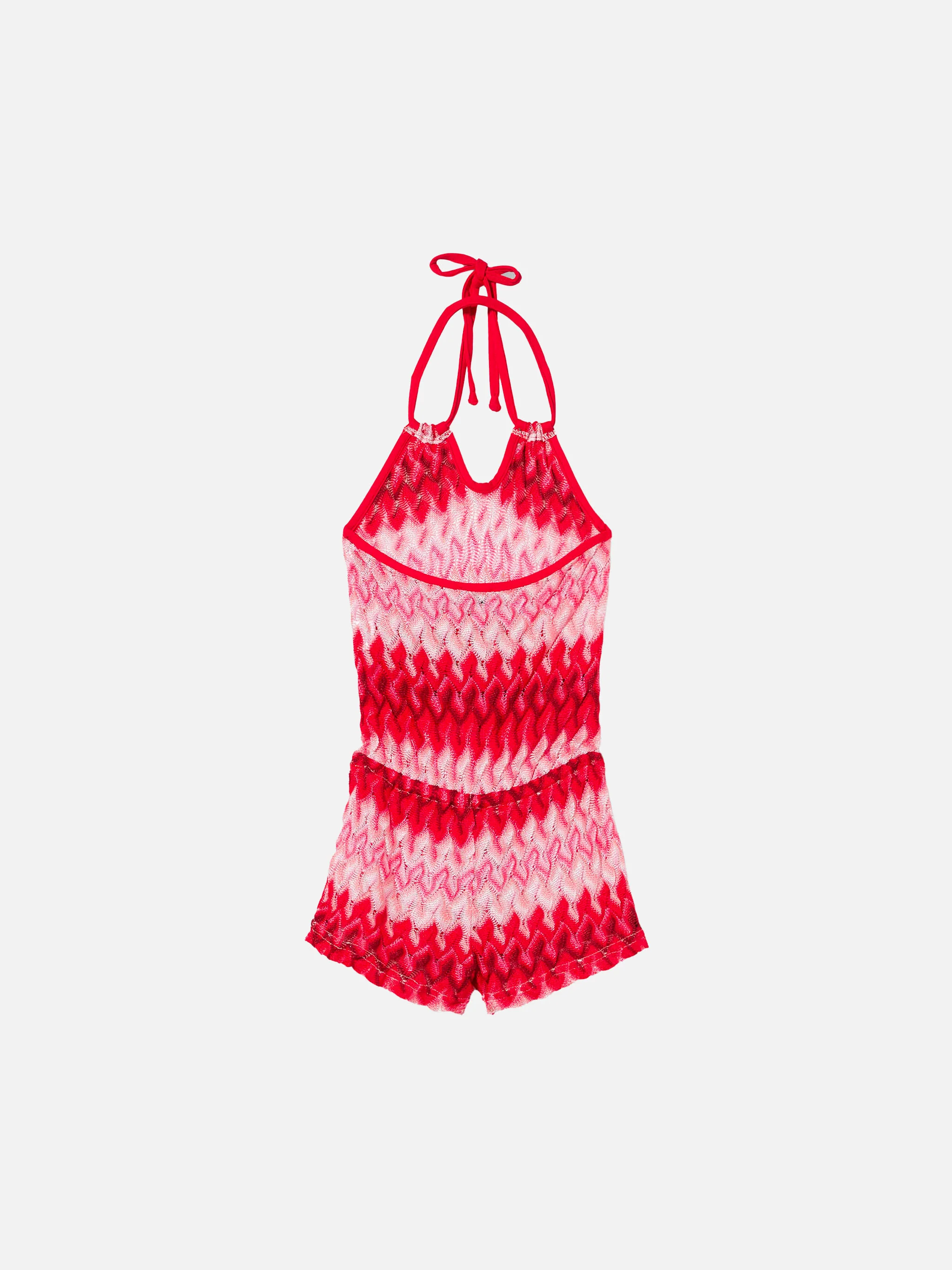 Abito da bambina in maglia fantasia chevron