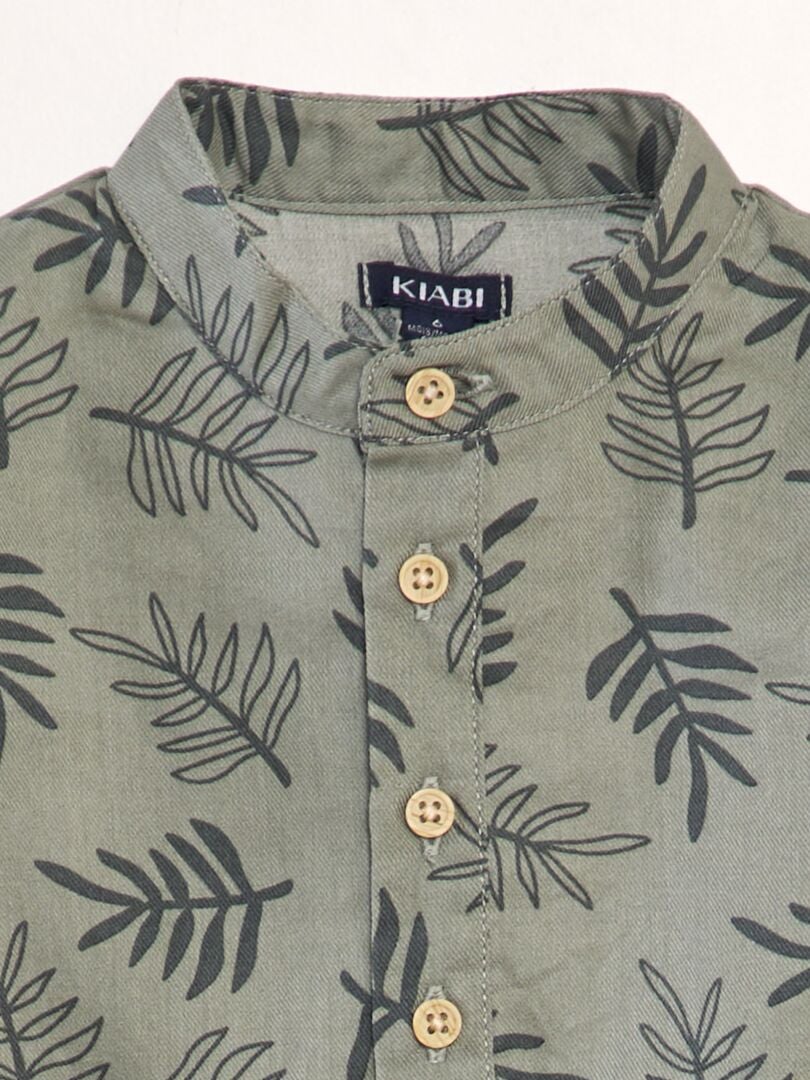Overhemd met mandarijnkraag - KHAKI