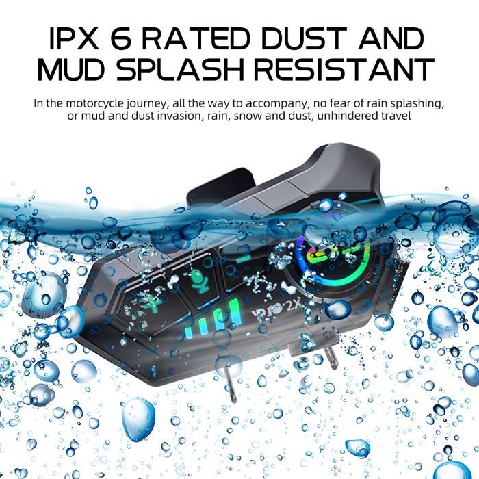 Interfono per moto, altoparlanti per casco da moto, lunga durata della batteria, IPX6, risposta/chiamata automatica, controllo della musica, 300 m
