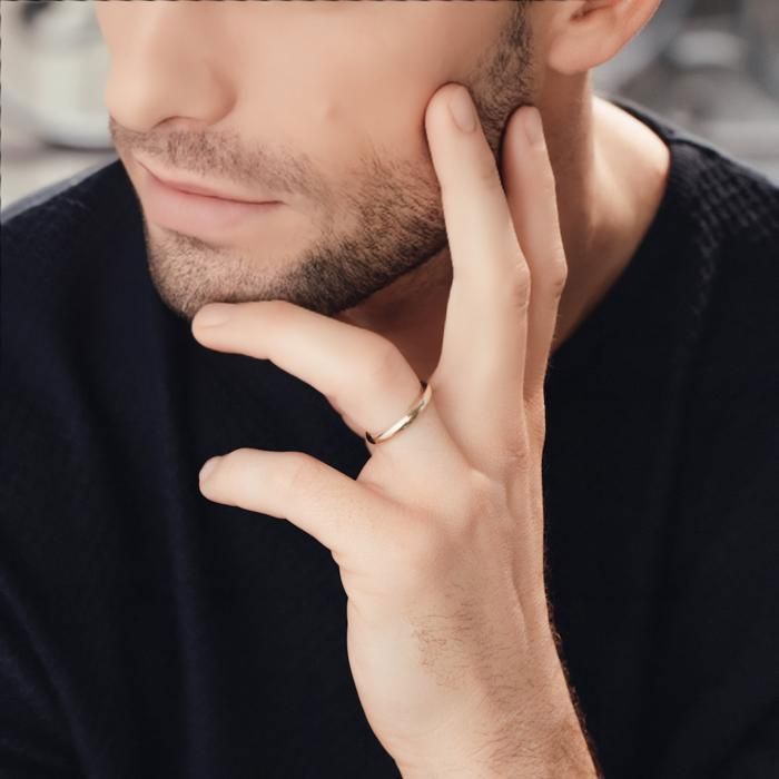 Bague - Homme - Anneau - Alliance - Demi Jonc - Plaqué Or Jaune 750/1000 - 3 Microns - Taille 66