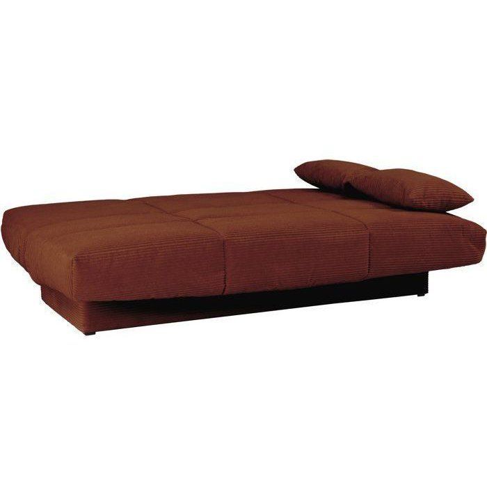 Banquette clic-clac - 3 places - Avec coussins - Tissu Terracotta -190 x 90 x 92 cm - CLEM