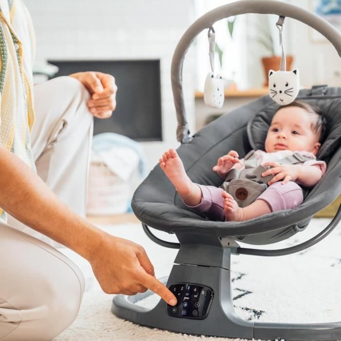 BEBECONFORT JOLANA, Cadeira de balanço para bebês, confortável, com sensor de movimento, de 0 a 9 meses (9 kg) GRAFITE TINTA