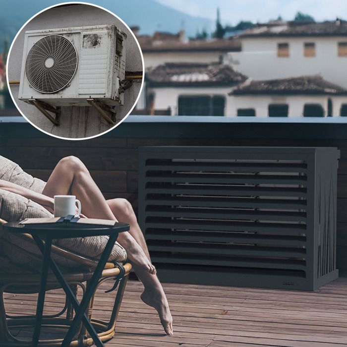 DECOAIRCO - Cubierta metálica para unidad exterior de aire acondicionado - Cubierta para aire acondicionado, bomba de calor, protección de unidad exterior - Talla M - Antracita
