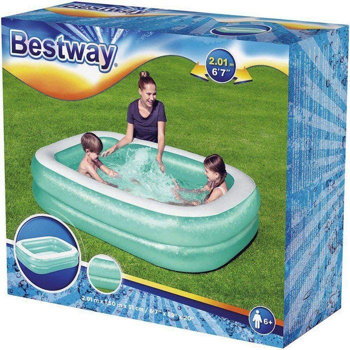 Bestway Inflatable Children's Pool - Rectangular - 201 x 150 x 51 cm - Blue