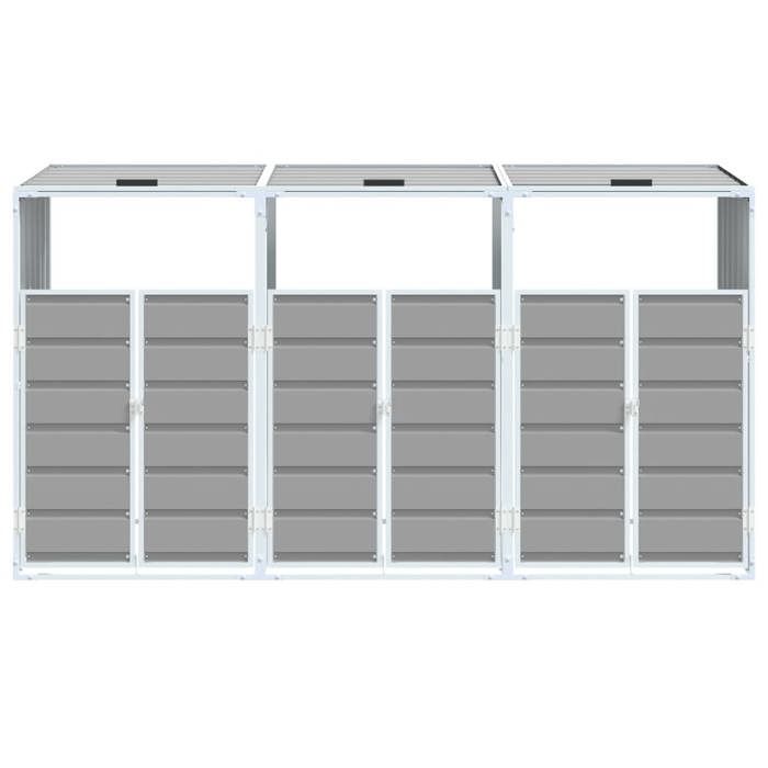 Cache Poubelle/ Rangement à roulettes pour poubelles - VIDAXL - pour trois bacs gris acier CC4456339