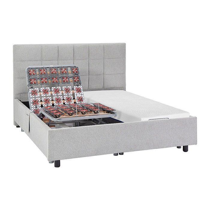 Lettino relax elettrico con doghe decorative e materasso in memory foam - 2 x 70 x 190 cm - Tessuto - Grigio - EREGA by YSMÉE