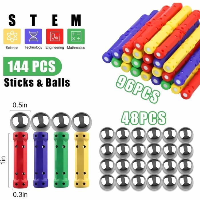 Construction Magnetique Enfant - BLEOSAN - 144 pcs - STEM Jouet - Jeux Educatif de Construction