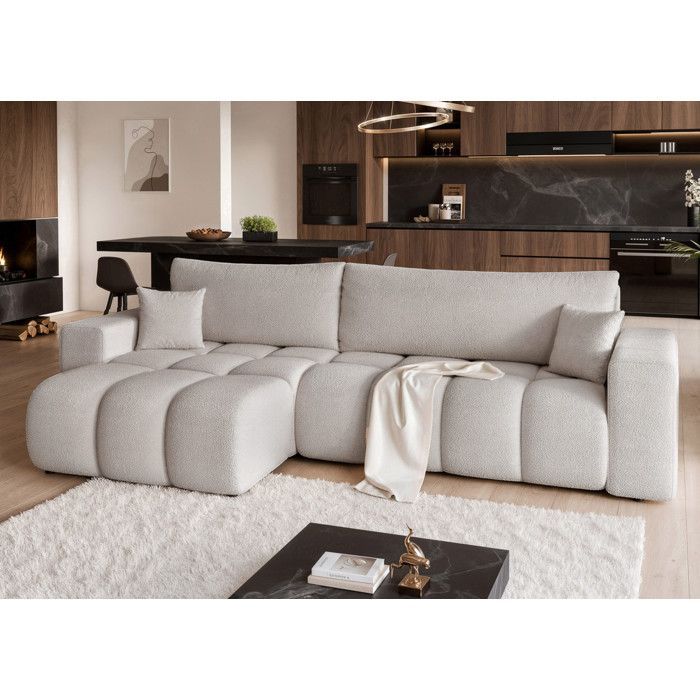 OFI Reversible Corner Sofa - 5 Seater - Convertible Sofa with Storage - Soft-Touch Fabric - Grey