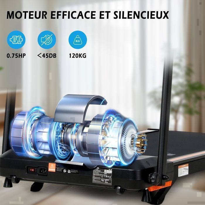 Tapis de Course Pliable Ultra Silencieux 750W avec télécommande SY-T4018