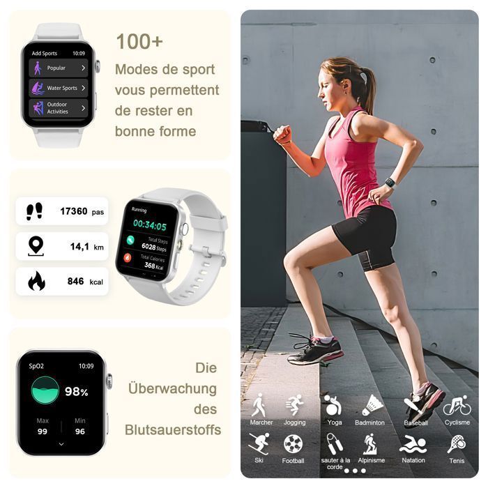 Smartwatch Blackview R30max per donne, uomini e ragazzi - Chiamate Bluetooth, assistente vocale, funzione femminile, monitoraggio del sonno, monitoraggio SpO2 - Grigio