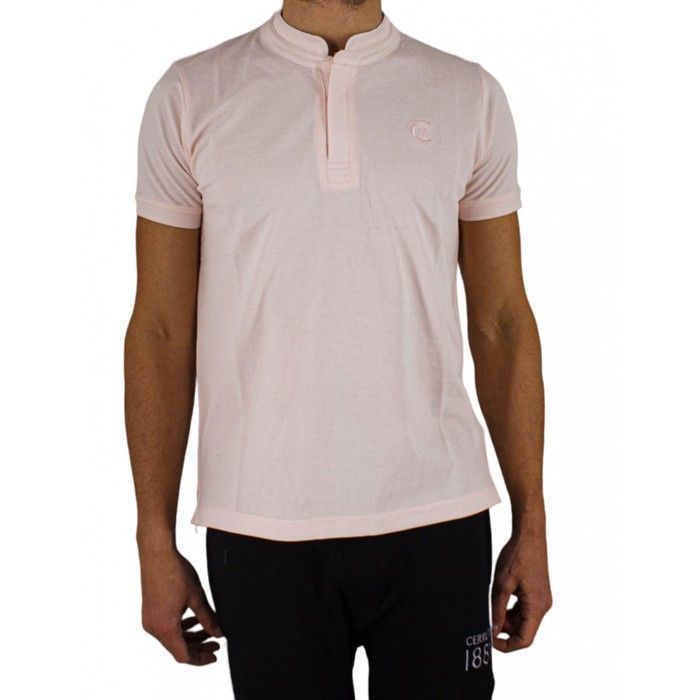 Cerruti 1881 Men's Short-Sleeve Mandarin Collar Polo Shirt, New Firenza Light Pink