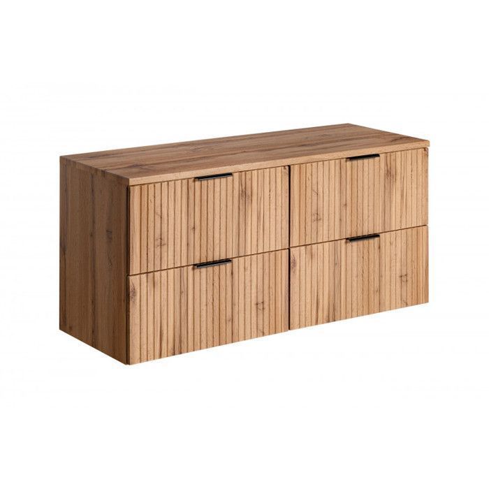 Ensemble complet salle de bain meuble double vasques à poser 120 cm + 2 éléments - Georgia Oak