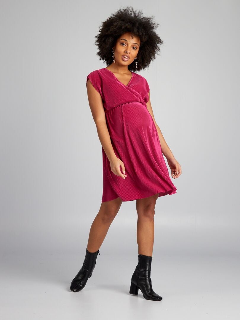 Vestido de malha plissada - ROSA