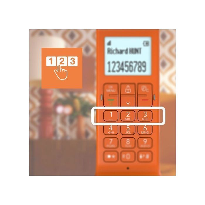Teléfono inalámbrico fijo DECT - ALCATEL - ePure Iconic - Diseño vintage - Naranja