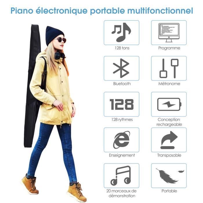 Piano digital DREAMADE de 88 teclas, teclado electrónico portátil con Bluetooth, 128 ritmos, 128 sonidos para niños y principiantes.