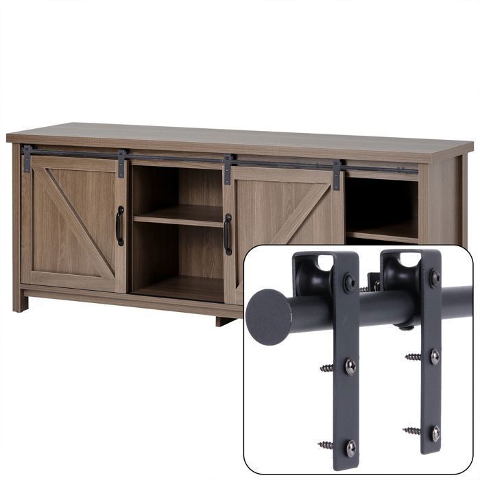 Kit de herrajes para puertas correderas dobles de armario SNOGOLD de 2 m/6,6 pies, sistema de herrajes para rieles de puertas de armarios colgantes