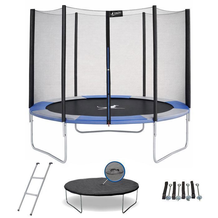KANGUI Trampoline - RALLI Ø 244-250 cm – Child – Ladder, Cover & Anchoring Kit – CE & NF EN 71-14 Certified