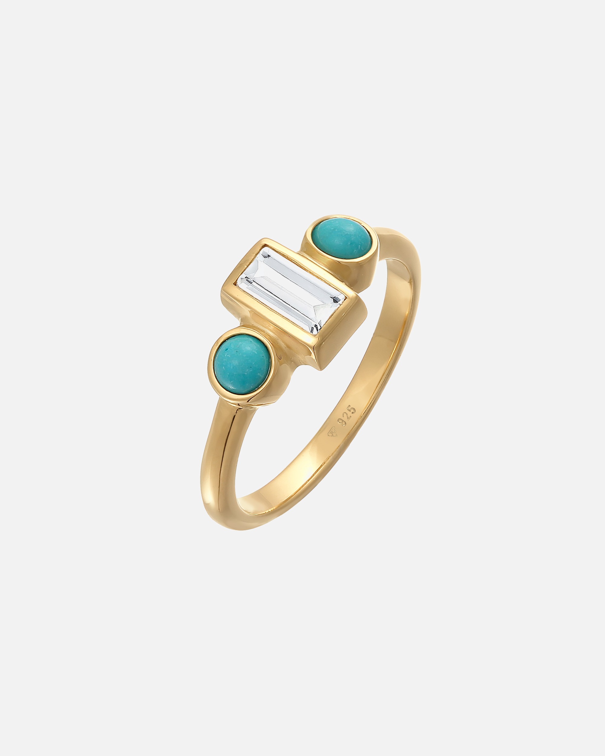 Elli PREMIUM Elli PREMIUM Bague Femmes fiançailles Vintage étincelante avec topaze et howlite en argent sterling 925 rhodié