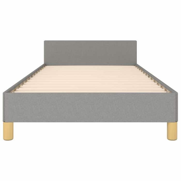 Estructura de cama vidaXL con cabecero, 90x200 cm, individual, estilo moderno, gris claro, tapicería de tela, 347383