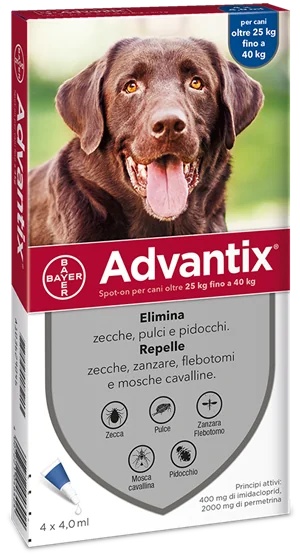 ADVANTIX Advantix Spoton 4 pipettes bleues 25 40 kg