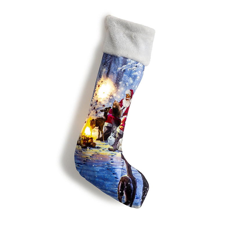 Calza di Natale fatta in casa con luci a LED, 21x46 cm