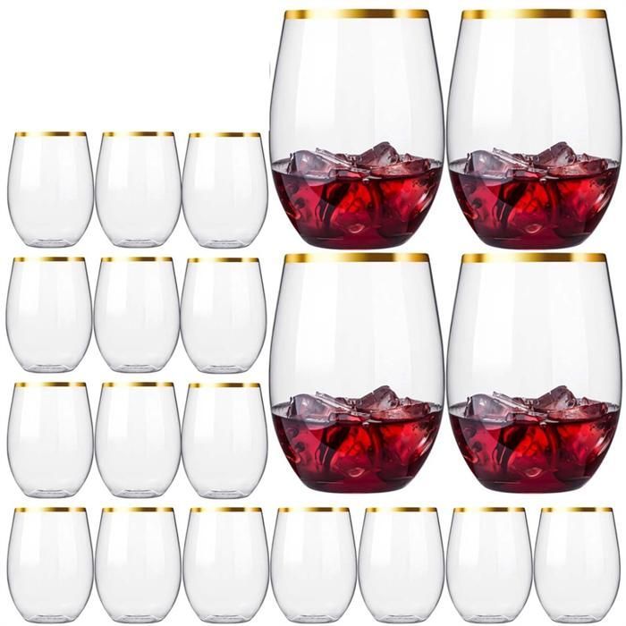 Copas de vino desechables sin tallo, vasos de plástico para vino, vasos para cócteles de whisky, vasos transparentes para bebidas para fiestas.