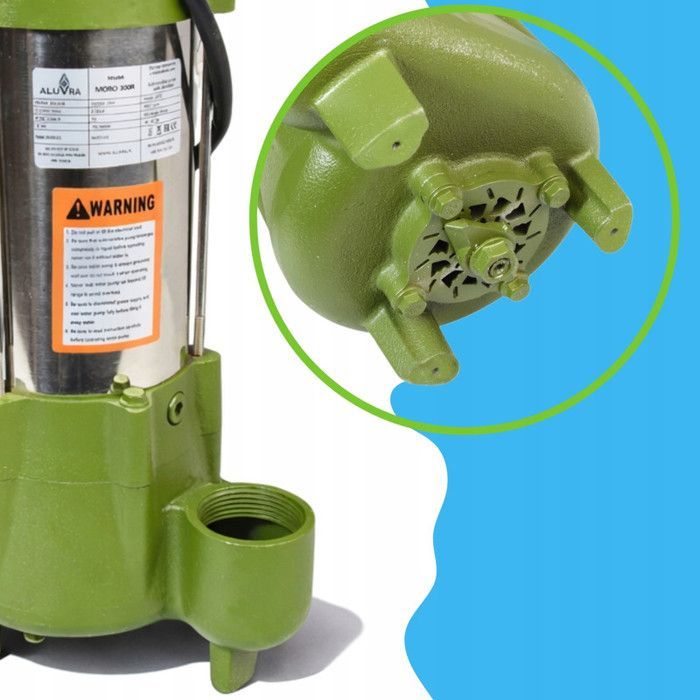 Pompe Immergée MORO 300R avec Broyeur 300 W, 3300 l/h, Hauteur de Refoulement 15 m, Pompe d’Évacuation pour Eaux Chargées Eaux Usées