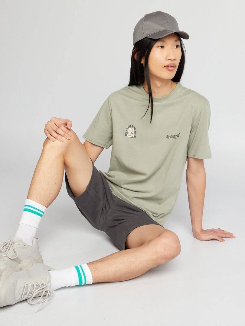 T-shirt met ronde hals van jersey - GROEN