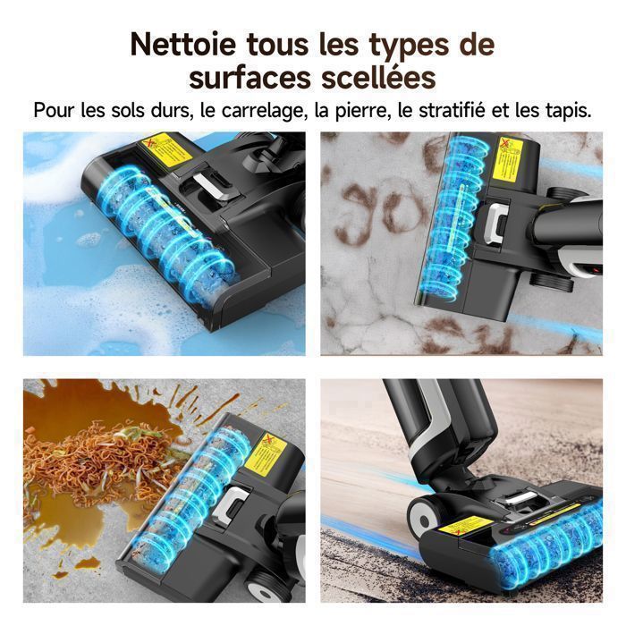Aspirateur Balai Laveur Sans Fil-2026 Redkey W12 SE-Autonomie 45 Min,Désinfection électrolytique,Anti-enchevêtrement des Cheveux