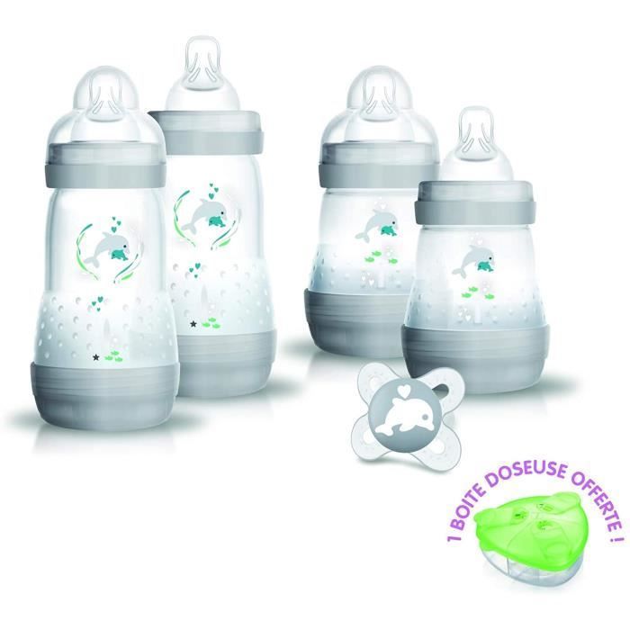 Kit Presente - MAM - Meu Primeiro MAM - 4 Mamadeiras Easy Start - 1 Chupeta - 1 Dosador de Fórmula