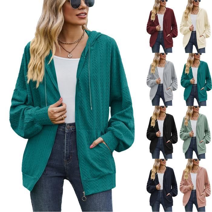 Sweat À Capuche Femme INSFITY - Couleur Unie - Zippée - Relaxed Fit