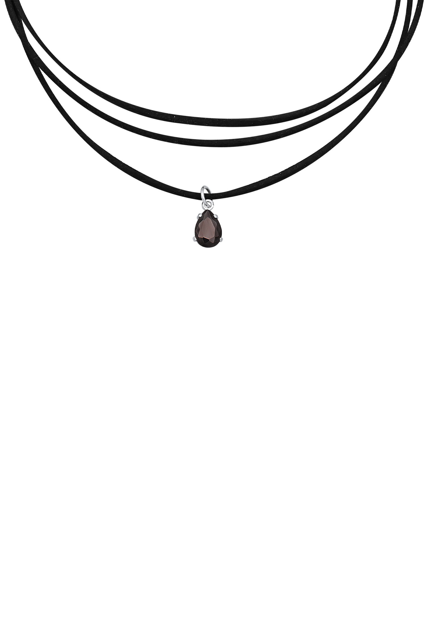 Elli Femmes Choker Goutte Pendentif en cuir synthétique avec zirconium en Argent Sterling 925