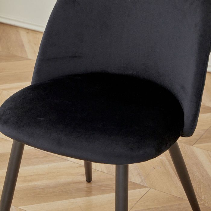 Chaises – Classique, velours, noir (Lot de 4)
