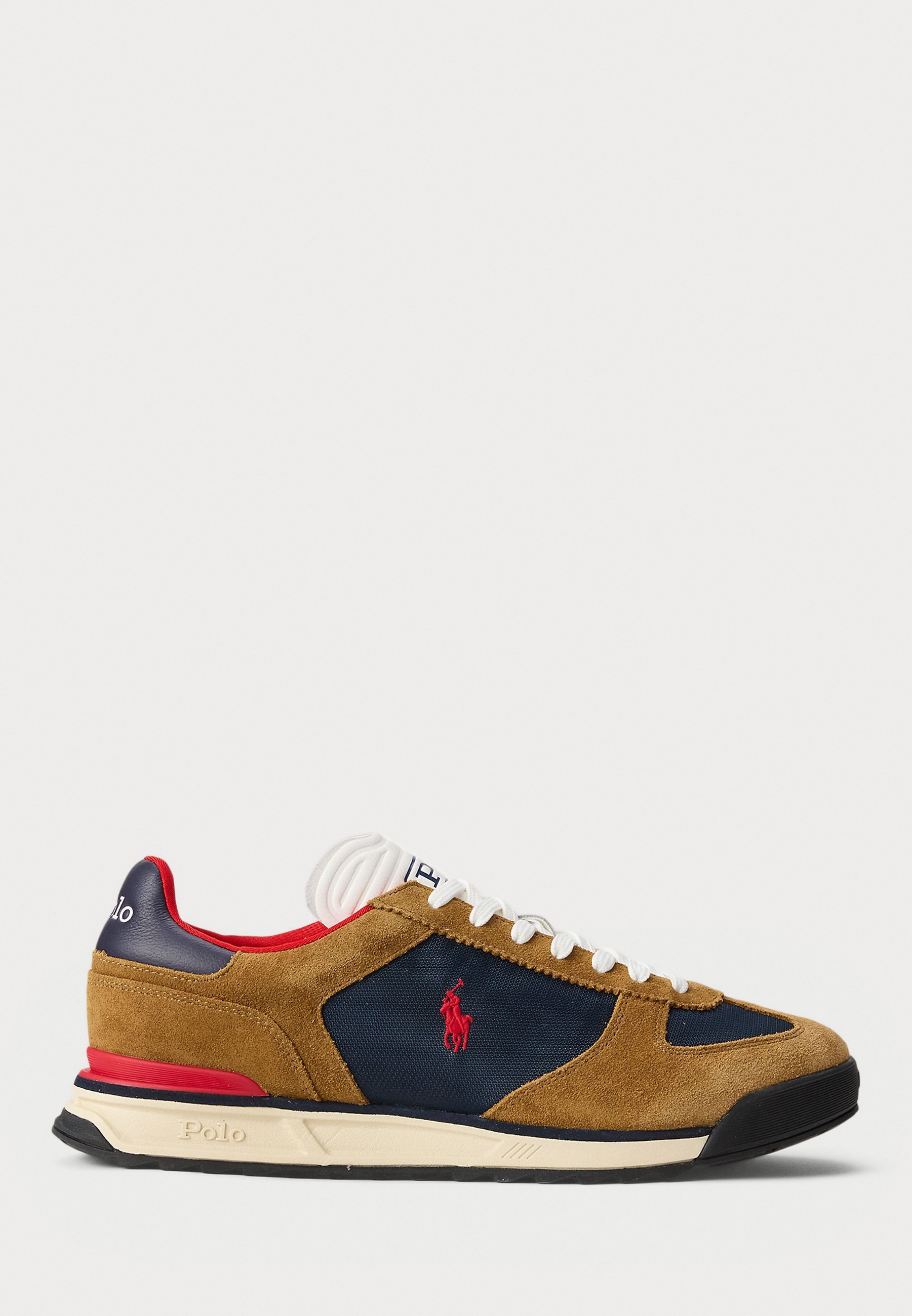 Polo Ralph Lauren VARICK SUEDE & OXFORD SNEAKER UNISEX - Sneakers - bruin/marineblauw/rood