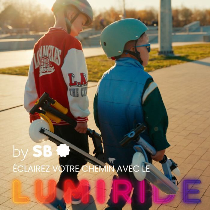 Patinete infantil LUMI RIDE - 2 ruedas, 7 colores LED, 20 programas - A partir de 3 años, 50 kg, plegable, ajustable - Azul