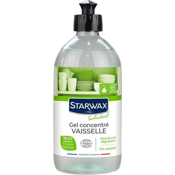 Liquide vaisselle concentré Ecocert 500ML Idéal pour dégraisser en profondeur et décoller facilement les salissures de la vaisselle