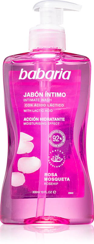 Babaria Rosa Mosqueta gel de banho para higiene íntima feminina com extrato de rosa selvagem