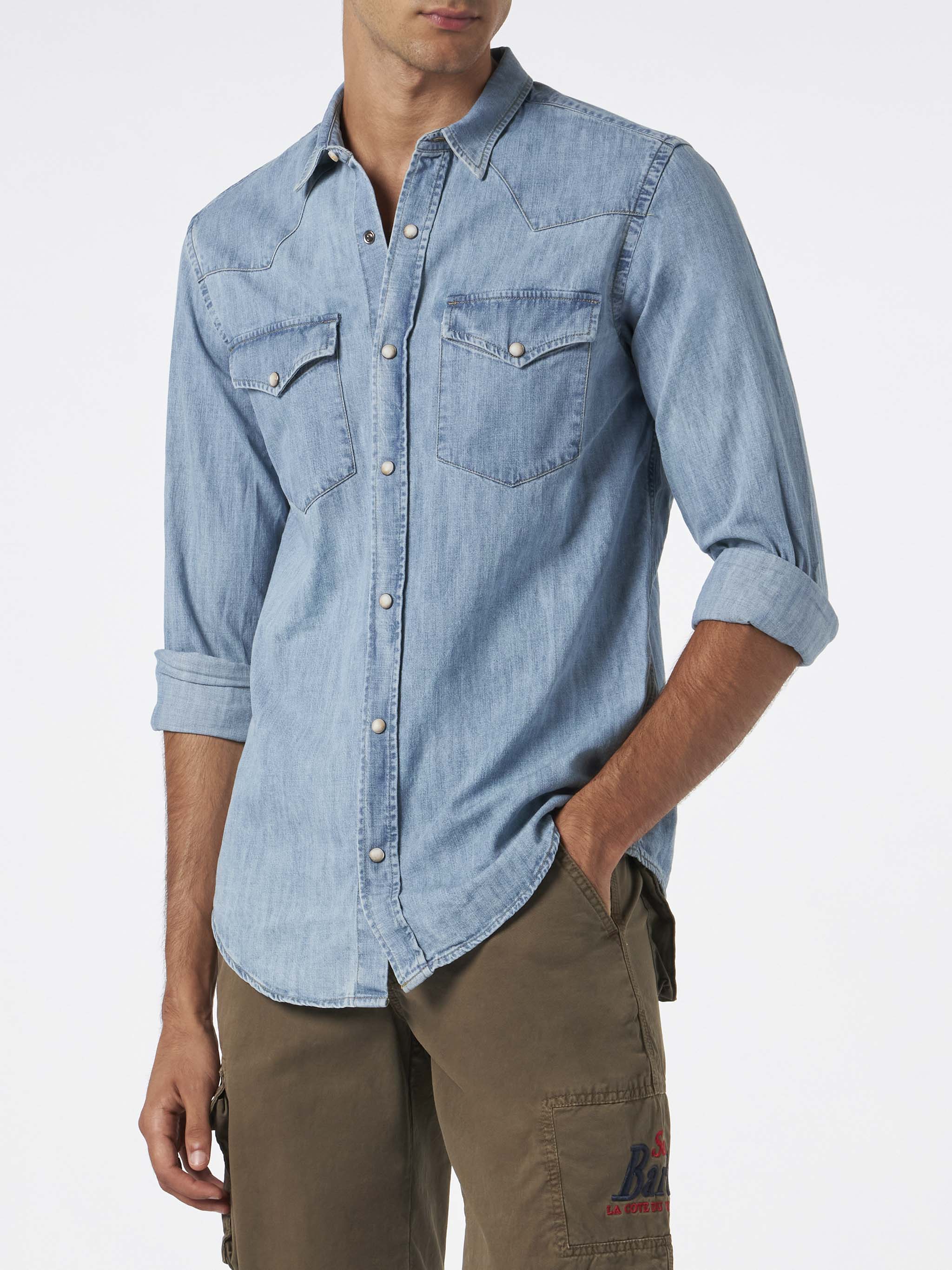 Camicia da uomo in cotone denim
