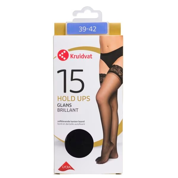 Kruidvat Hold Up Gloss tajice od 15 den crne boje, veličina 39-42