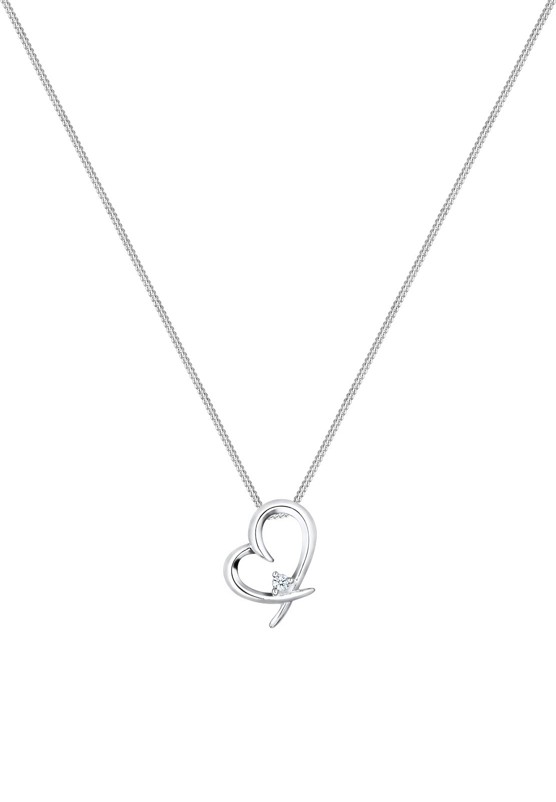Elli DIAMONDS Femme Pendentif Attachement Simple Diamant (0,03 ct.) - (925/1000) Argent